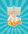 Happy Hanukkah vector greeting card in modern style