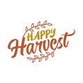 Happy Harvest - Hand drawn vector text. Autumn color poster.