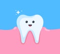Happy healthy cartoon tooth character illustration. Clear tooth concept, brushing teeth, dental kids care