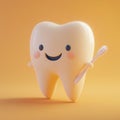 A happy healthy 3D cartoon tooth. Generative AI Royalty Free Stock Photo