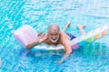 Happy healthy elder enjoy fun at swimming pool