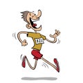 Happy healthy guy running in marathon or jogging