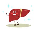 Happy healthy liver on a white background. Cartoon.