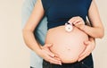 Happy healthy pregnant woman with husband waiting baby Royalty Free Stock Photo