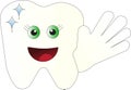 happy and healthy tooth cartoon say hello with a big smile simple vector