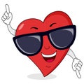 Happy Heart Character with Sunglasses