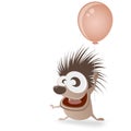 Happy hedgehog with balloon