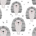 Happy hedgehogs, seamless pattern