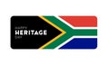 Happy Heritage Day - 24 September - horizontal banner template with the South African flag and text isolated on white