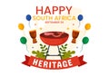 Happy Heritage Day South Africa Vector Illustration on September 24 with Waving Flag Background, Honoring African Culture