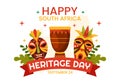 Happy Heritage Day South Africa Vector Illustration on September 24 with Waving Flag Background, Honoring African Culture Royalty Free Stock Photo