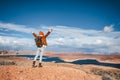 Happy hiker by the canyon