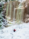 Happy hiker goes down in snow