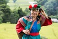 Happy hill tribe smile in paddy rice field colorful costume dress Royalty Free Stock Photo