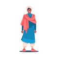 Happy Hindu Man Character in National Costume in Standing Pose Vector Illustration