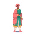 Happy Hindu Man Character in National Costume in Standing Pose Vector Illustration