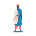 Happy Hindu Man Character in National Costume in Standing Pose Vector Illustration