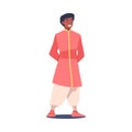 Happy Hindu Man Character in National Costume in Standing Pose Vector Illustration