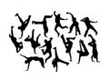 Haappy Hip Hop Dancer Silhouettes Royalty Free Stock Photo