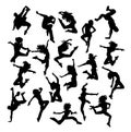 Happy Hip Hop Silhouettes Royalty Free Stock Photo