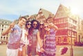 Happy hippie friends taking selfie in frankfurt Royalty Free Stock Photo