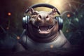 Happy hippo headphones. Generate Ai
