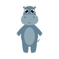 Happy hippo. Vector cartoon illustration. Isolated on white. Royalty Free Stock Photo