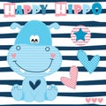 Happy hippo vector illustration