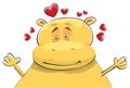 Happy Hippopotamus in Love Royalty Free Stock Photo