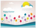 Happy hipster Easter colorful spring weather with eggs as flowers