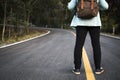 Happy hipster old women backpack traveling relax time and holiday Royalty Free Stock Photo