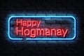 Happy Hogmanay Neon Sign on a dark wall Royalty Free Stock Photo