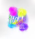 Happy Holi background with colorful powder paint clouds. Royalty Free Stock Photo