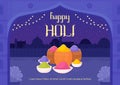 Happy Holi banner flat vector template.