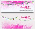 Happy holi banners with colorful background