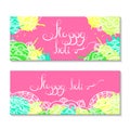 Happy holi banners. Holi festival illustration. Vector holi party elements design.