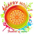 Happy Holi. Beautiful colorful mandala. Design element for festival of spring and colors