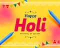 Happy holi card with gulal powder and pichkari Royalty Free Stock Photo