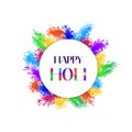 Happy Holi card. Traditional festival of colors in Indian culture. Colorful vector illustration of words happy Holy and vibrant Royalty Free Stock Photo