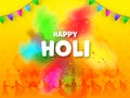 Happy Holi Celebration Background With Silhouette People Playing Colors