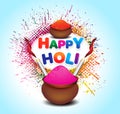 Happy holi colorful background with color pot
