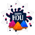 Happy holi colors festival wishes greeting card design