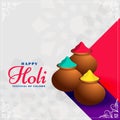 Happy holi colors pots festival background design