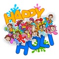 Happy Holi festival doodle