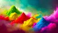 Happy Holi greeting vector background concept design element with realistic volumetric color