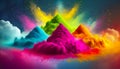 Happy Holi greeting vector background concept design element with realistic volumetric color