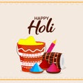 Happy holi hindu indian festival greeting card