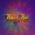 Happy Holi Indian Festival Banner, Colorful gulaal, powder color, party card with colourful explosion patterned and crystals Royalty Free Stock Photo