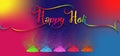 Happy Holi Indian Festival Banner, Colorful gulaal, powder color, party card with colourful background