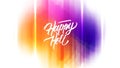 Happy Holi. Indian festival of colors, love and spring. Bright colored blurred festive background with hand lettering. Royalty Free Stock Photo